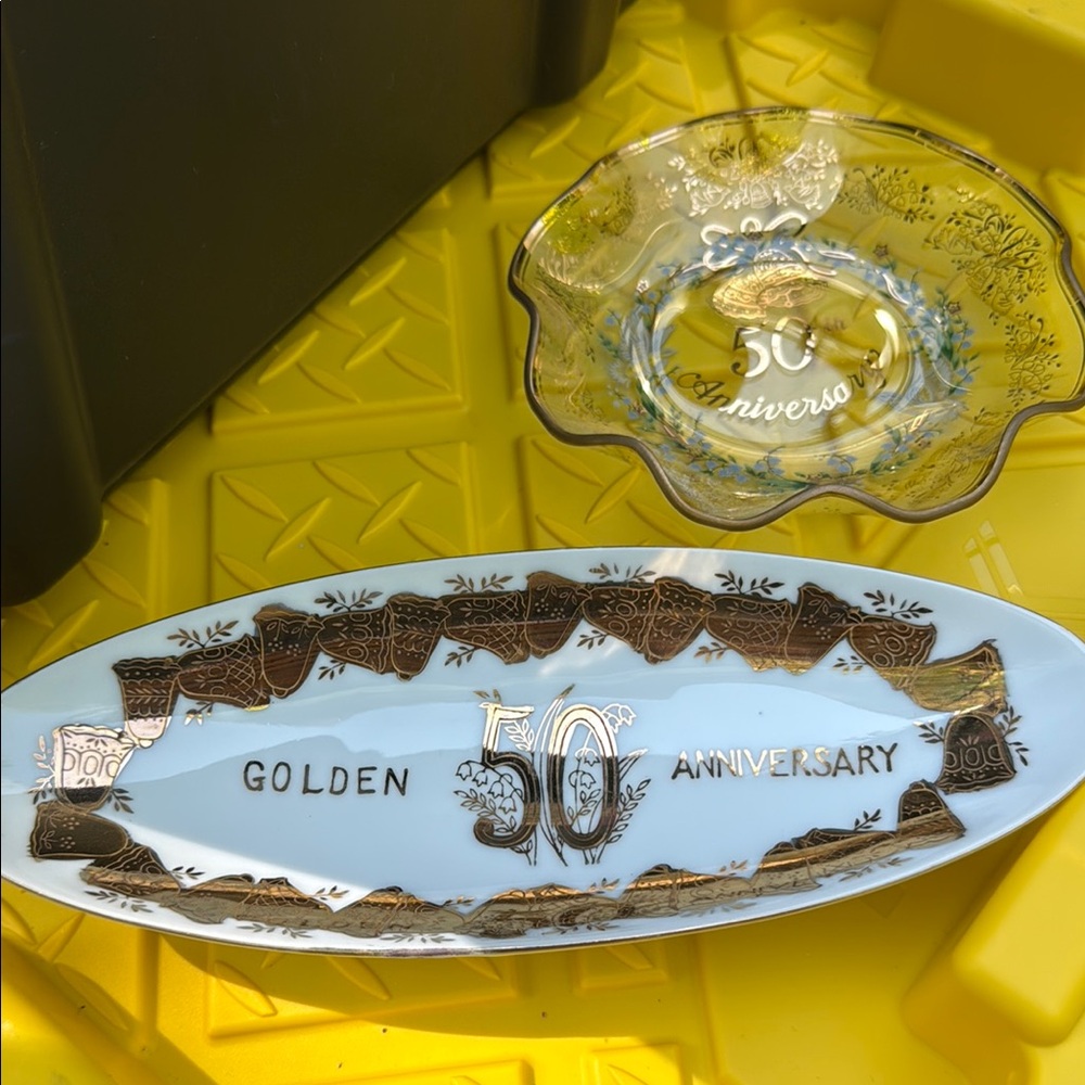 Vintage Golden 50th Anniversary Dish Set
